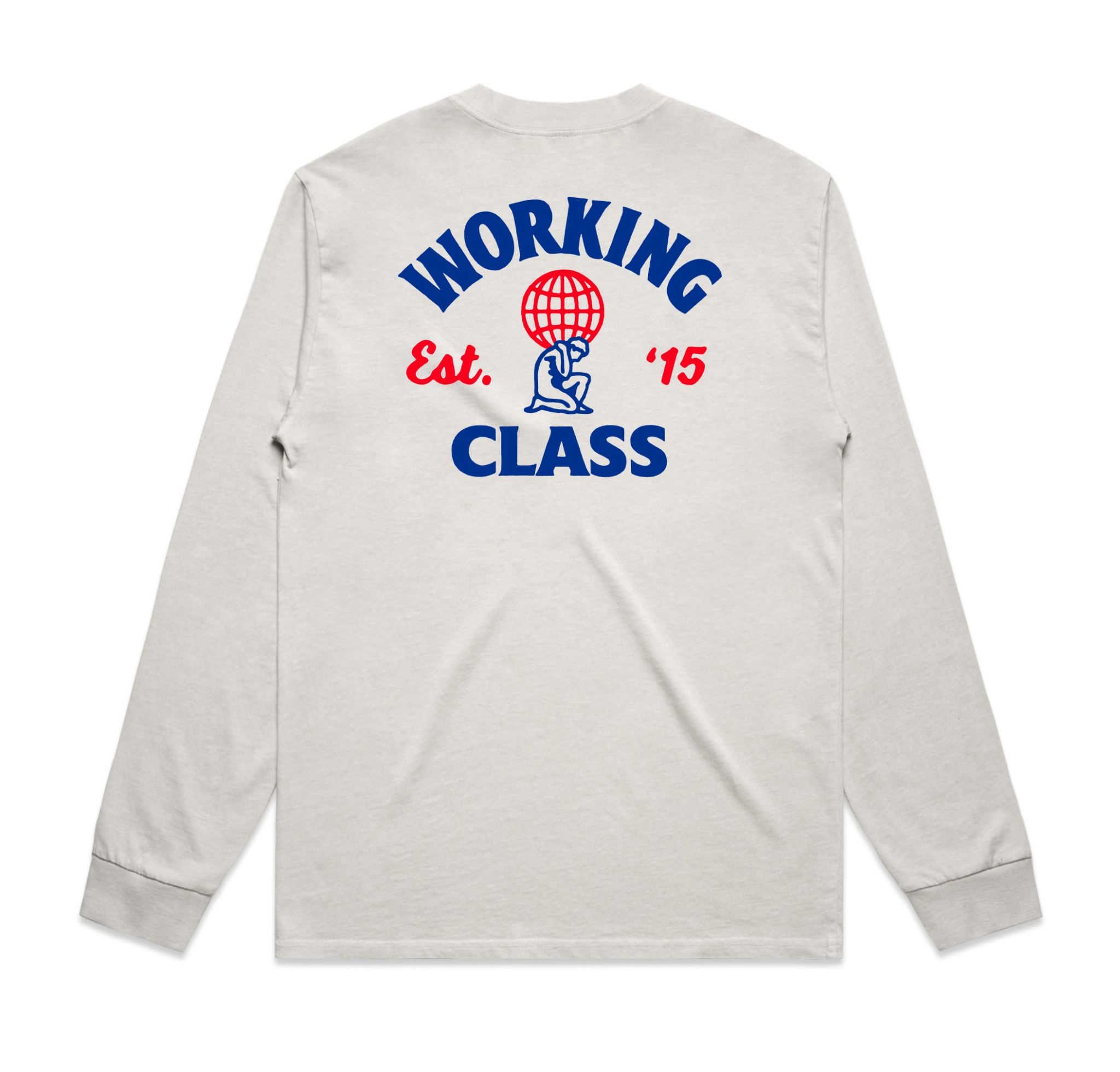 Working Class Heavy Faded Atlas L/S Tee - Bone/Blue/Red