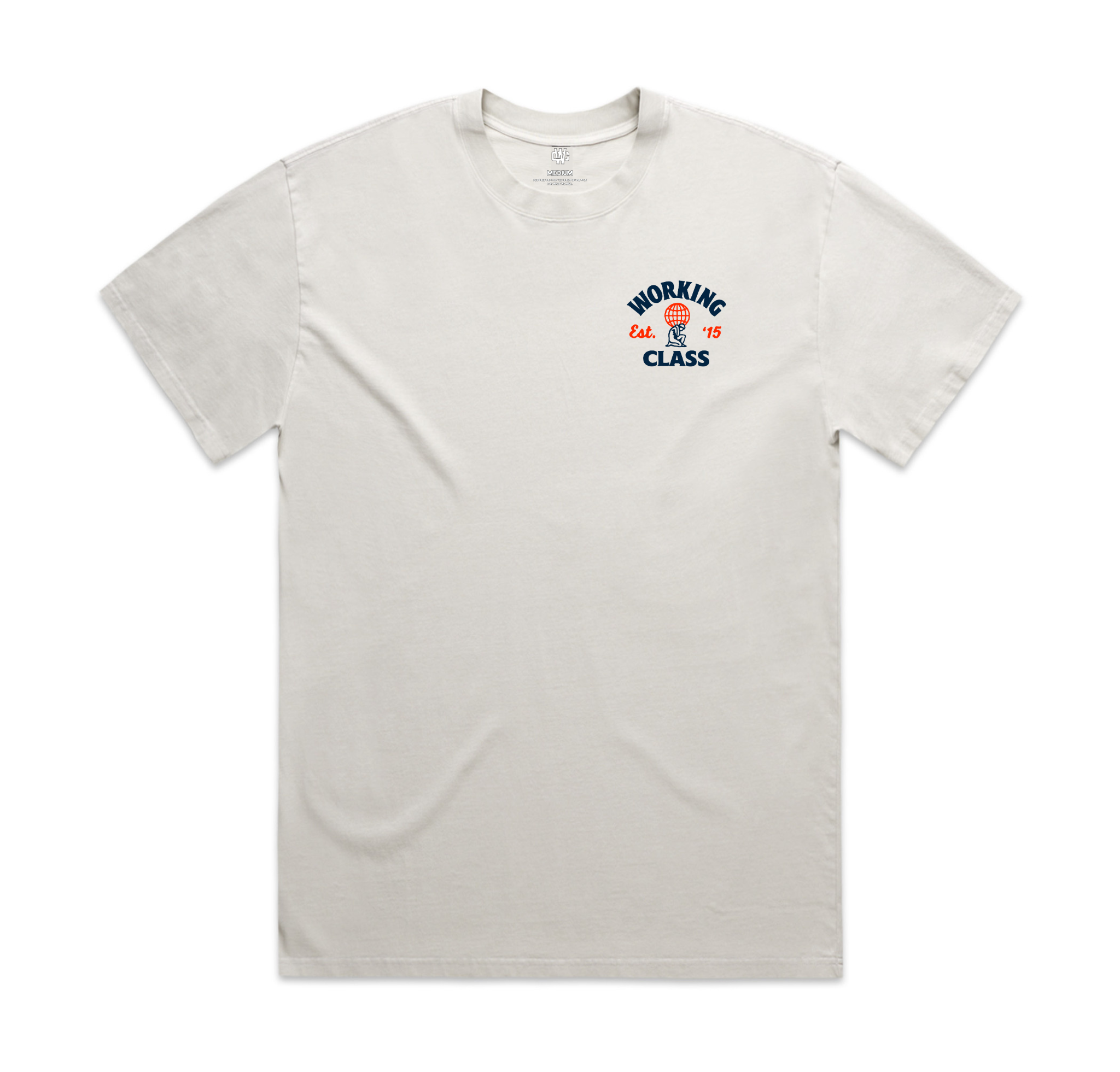 Working Class Heavy Atlas Tee - Faded Bone/Navy/Orange