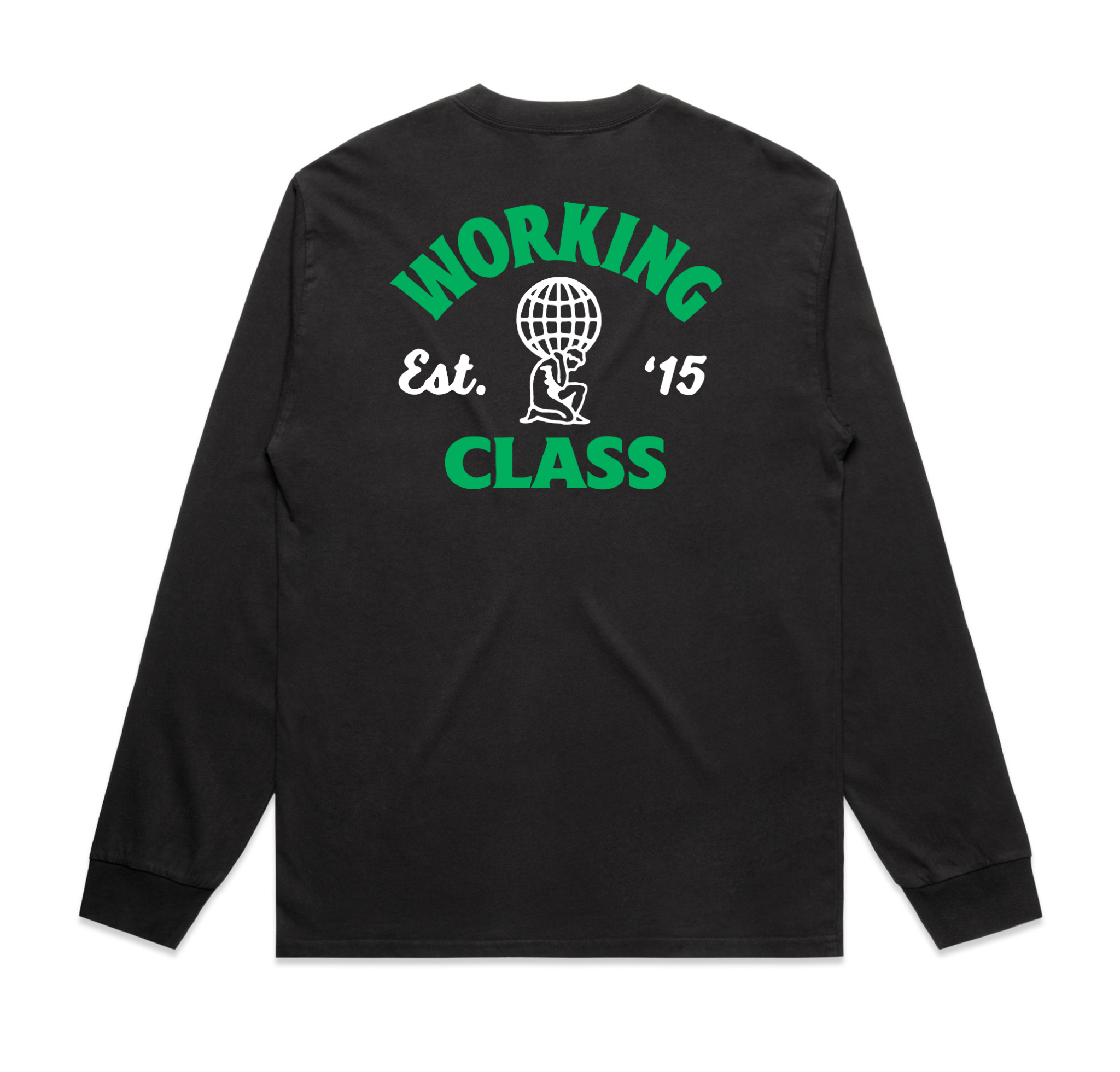 Working Class Heavy Faded Atlas L/S Tee - Black/Green/White