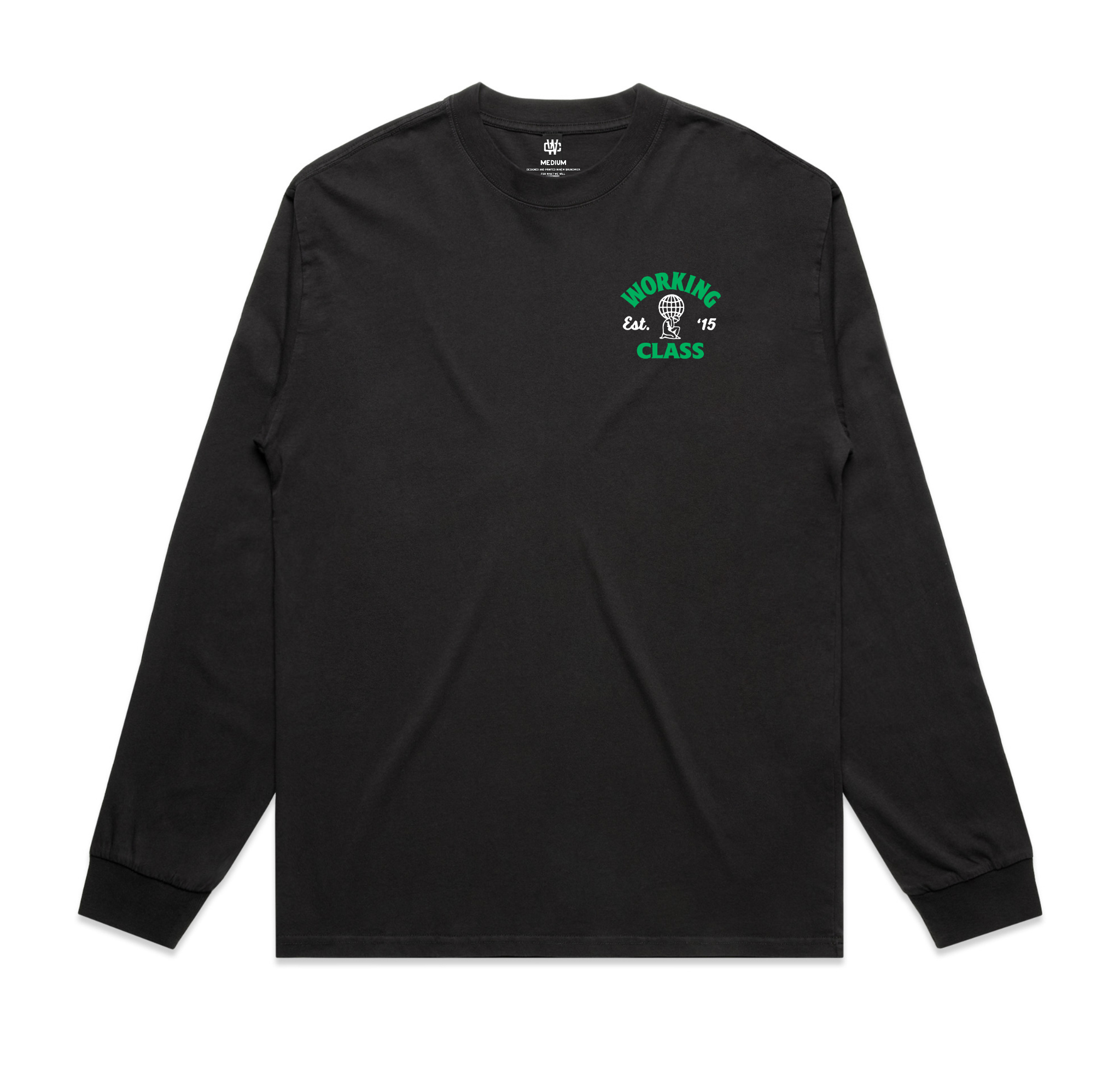 Working Class Heavy Faded Atlas L/S Tee - Black/Green/White