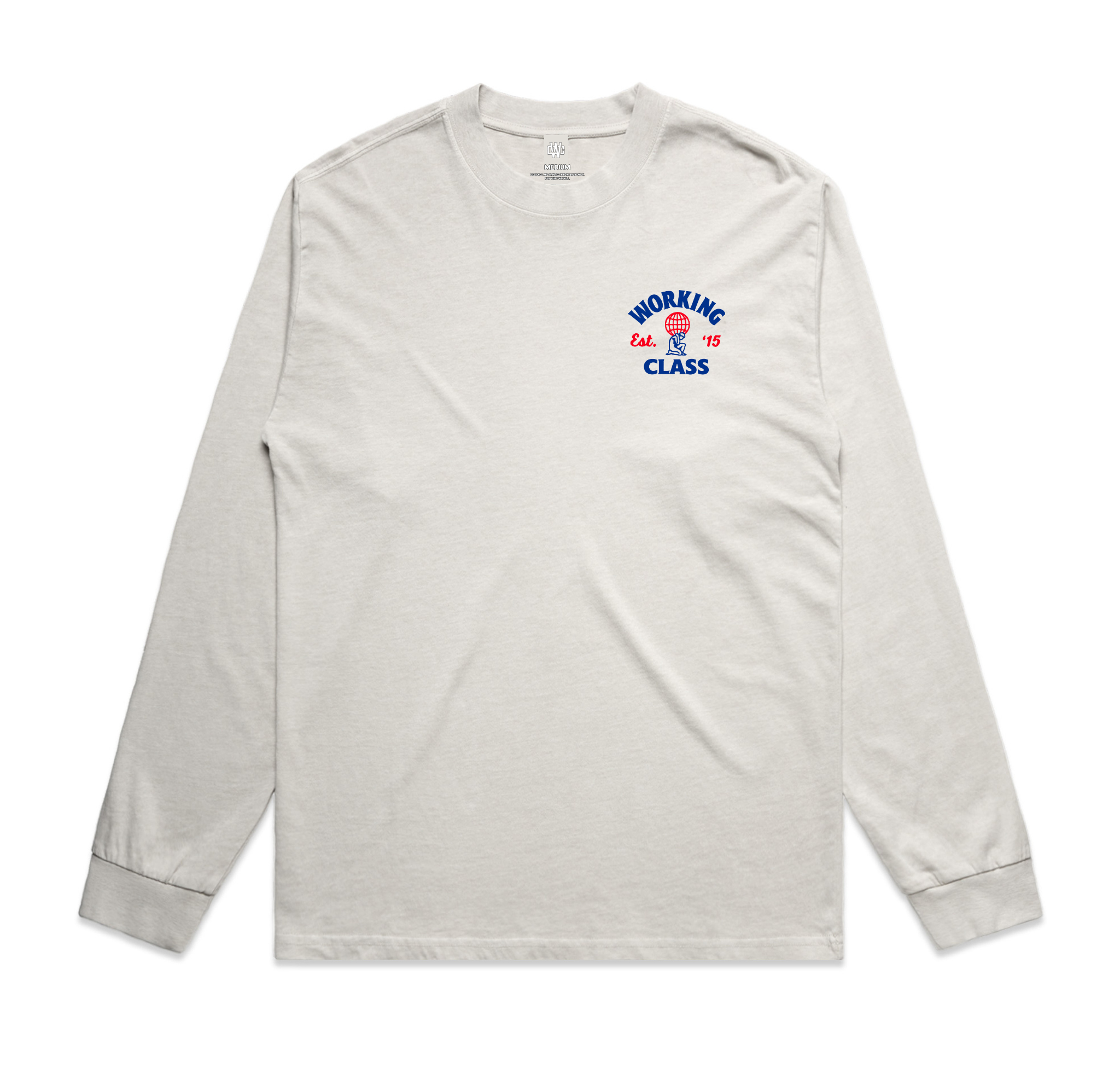 Working Class Heavy Faded Atlas L/S Tee - Bone/Blue/Red