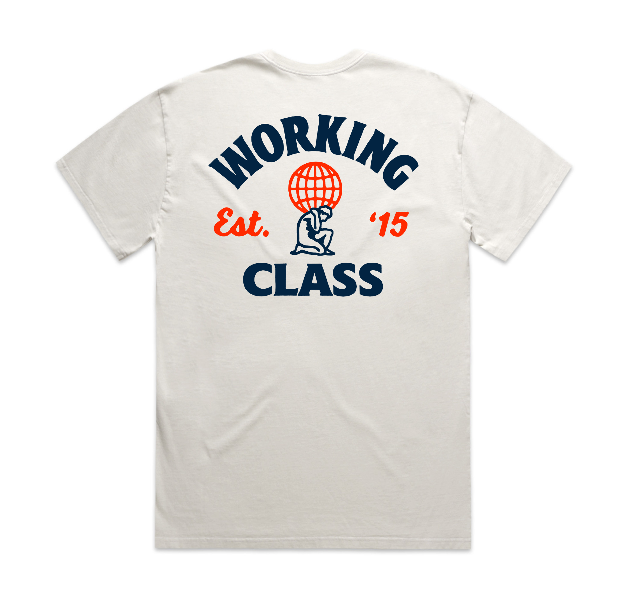 Working Class Heavy Atlas Tee - Faded Bone/Navy/Orange