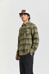 Brixton Bowery L/S Flannel - Vetiver/Laurel Wreath/Washed Black