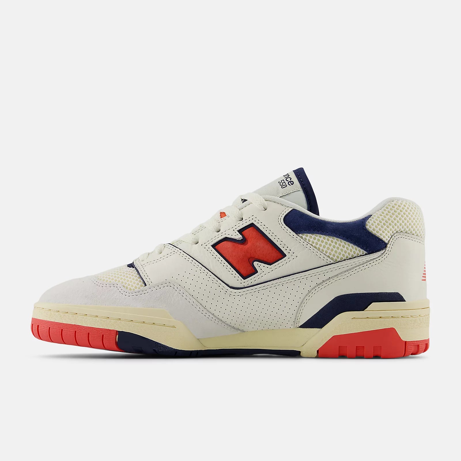 New Balance 550 - Sea Salt with Blast Red