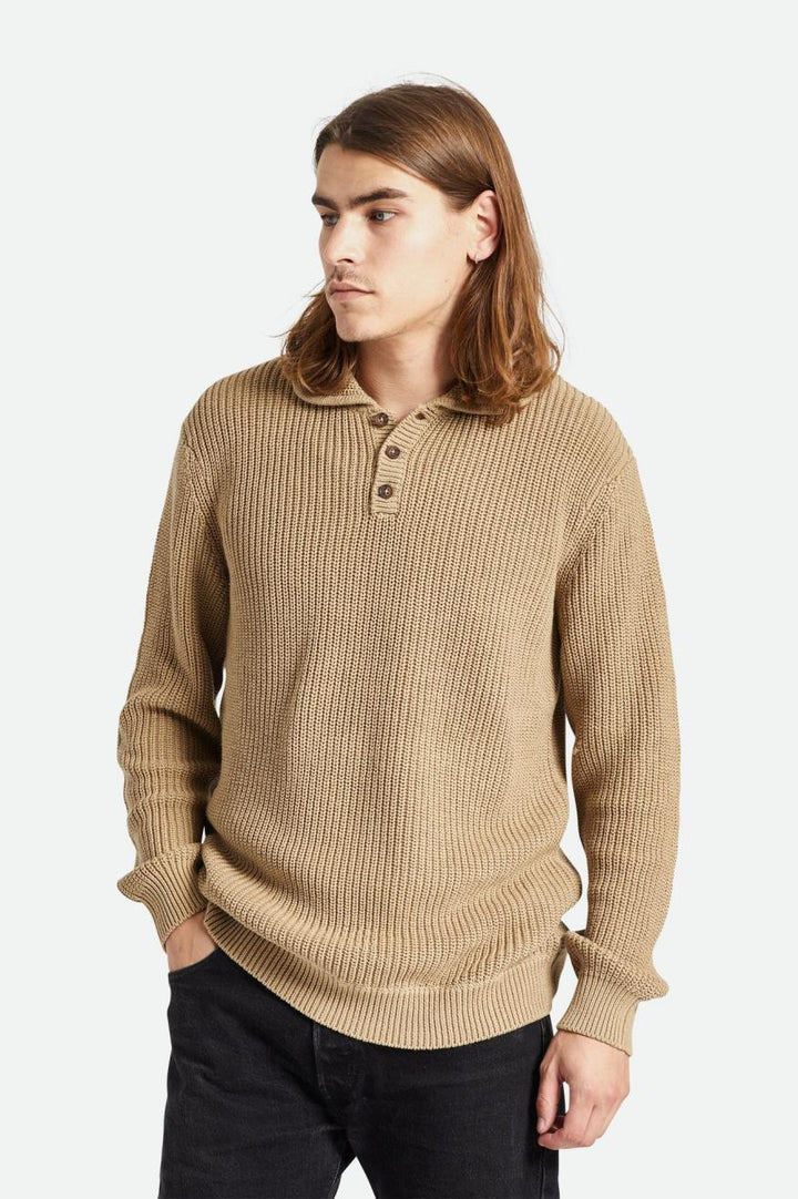 Brixton Not Your Dad's Fisherman Sweater - Oatmeal