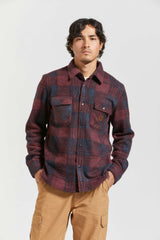 Brixton Bowery Arctic Stretch L/S Fleece - Cordovan Red/Washed Navy Plaid