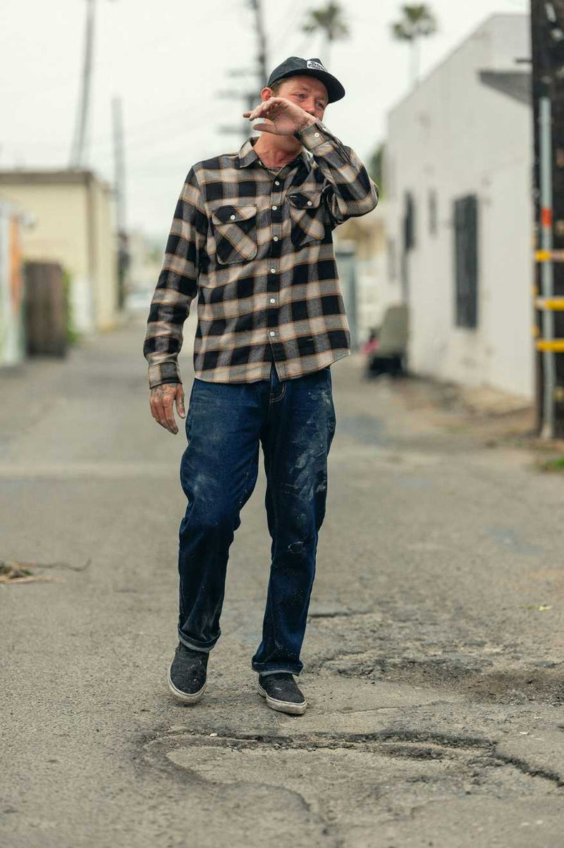 Brixton 20th Anniversary Bowery L/S Flannel - Black Cream