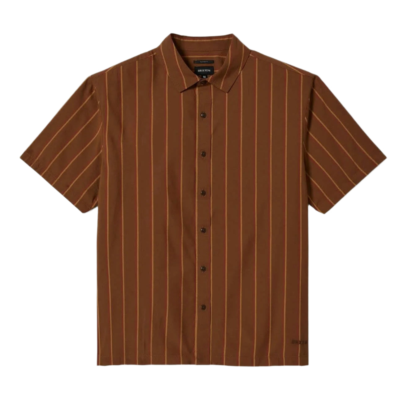 Brixton Cru Stripe S/S Woven - Washed Copper/Burnt Red/Sunset