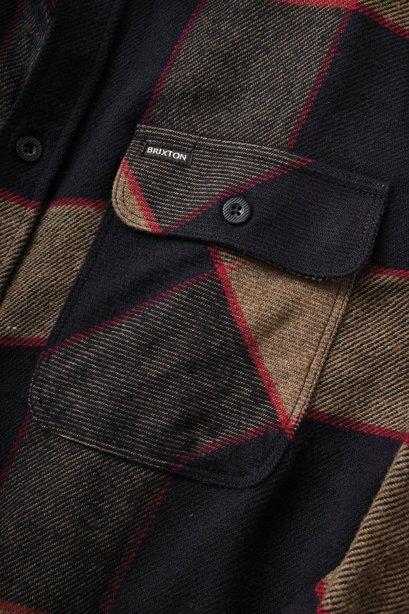 Brixton Bowery L/S Flannel - Heather Grey/Charcoal