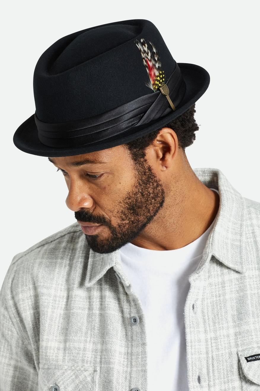 Brixton Stout Pork Pie Hat - Black/Black