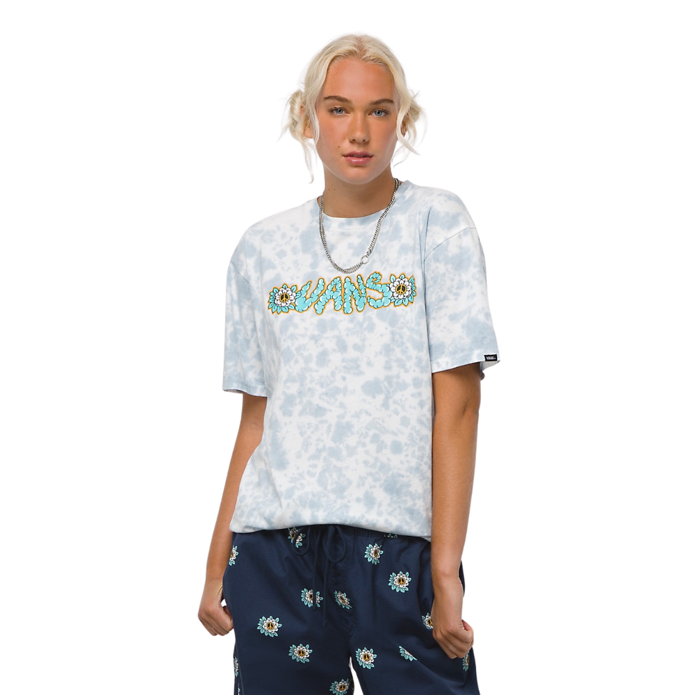 VANS PLANT PEACE TIE DYE T-SHIRT - ASHLEY BLUE