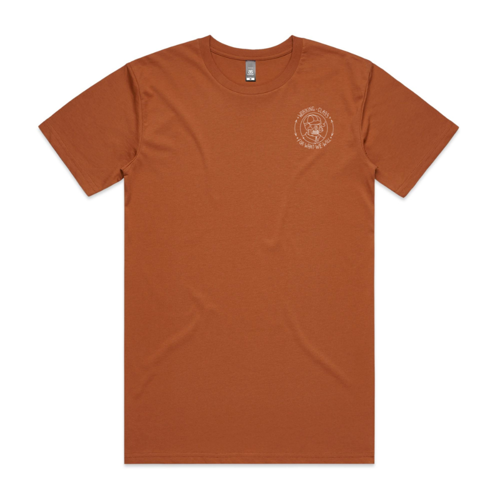 WORKING CLASS SKULL CAP TEE - COPPER/WHITE