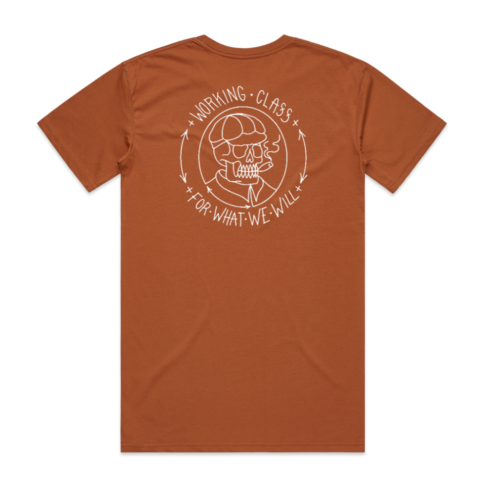 WORKING CLASS SKULL CAP TEE - COPPER/WHITE