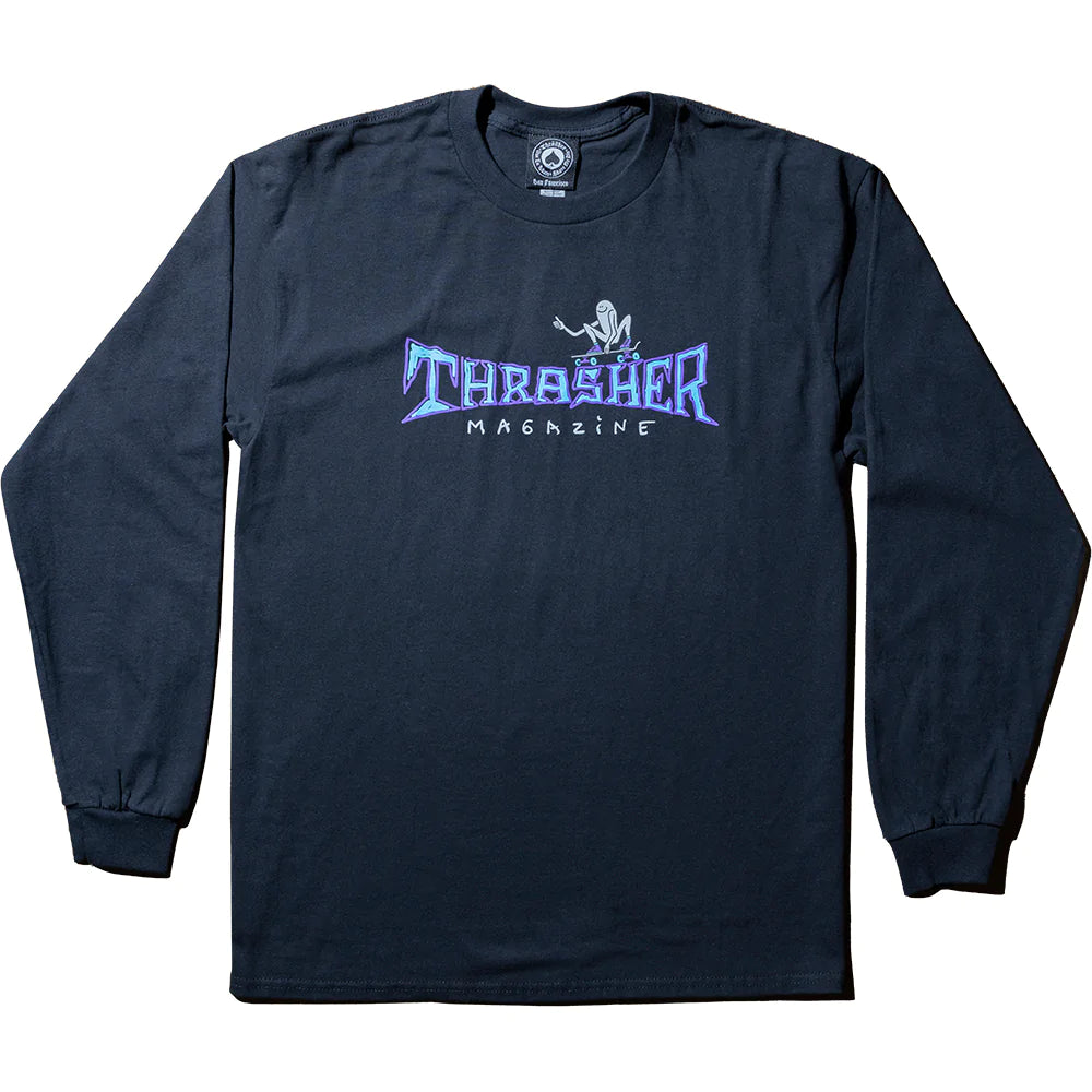 THRASHER GONZ THUMBS UP L/S TEE	- BLACK