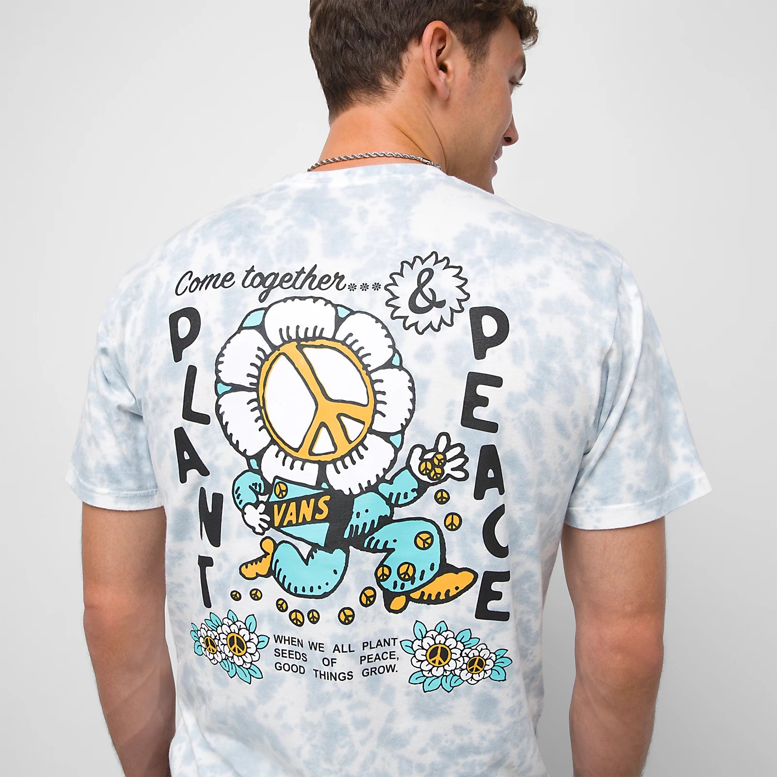 VANS PLANT PEACE TIE DYE T-SHIRT - ASHLEY BLUE