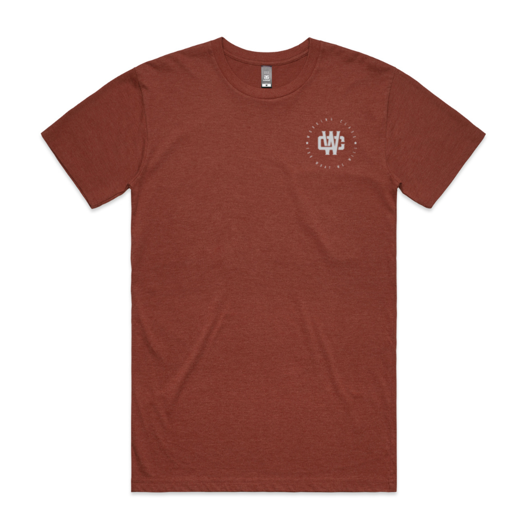 WORKING CLASS MONOGRAM TEE - BRICK HEATHER/METALLIC SILVER