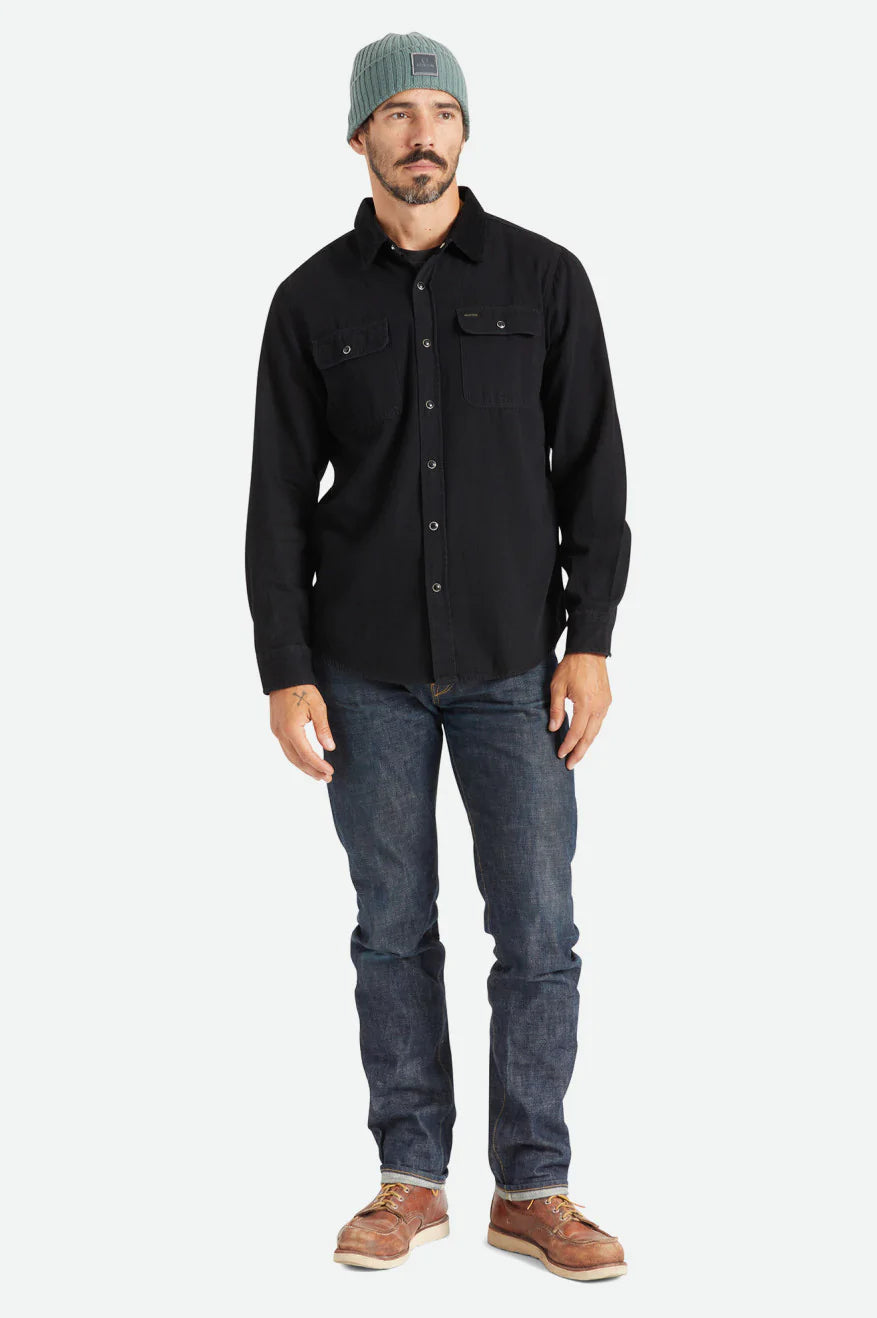 BRIXTON BOWERY RESERVE L/S WOVEN - WORN BLACK