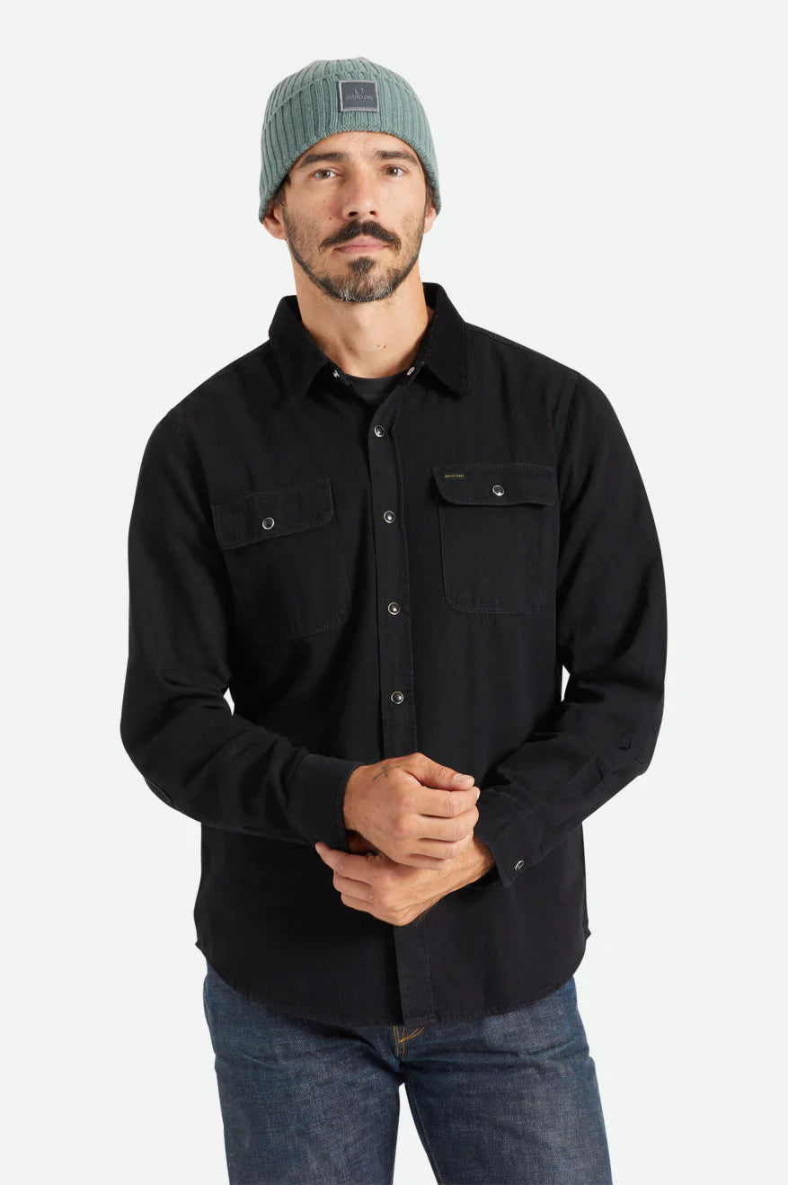 BRIXTON BOWERY RESERVE L/S WOVEN - WORN BLACK